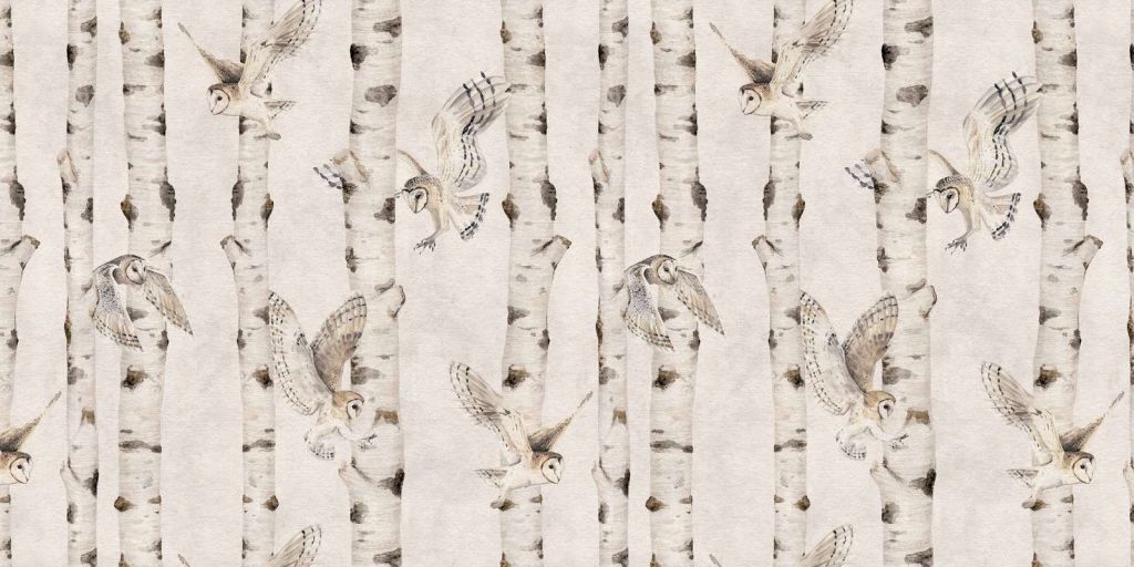 Madam Blanc - Birch and Owls - White - 120