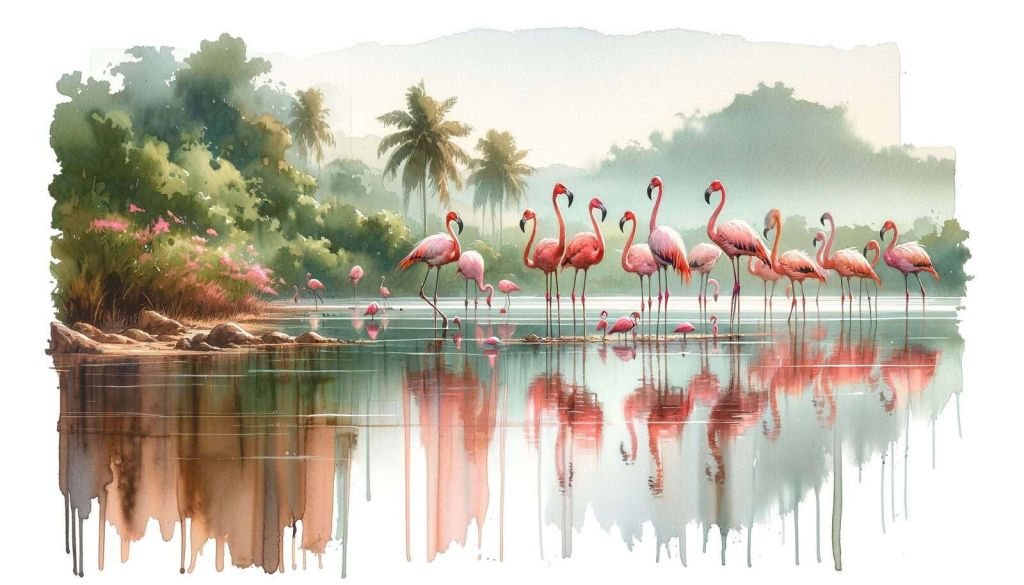 Morning Reflections of Flamingos