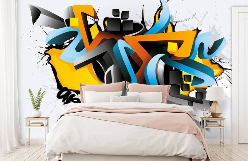 Vervagen niets Van streek Behang met 3D graffiti - Fotobehang