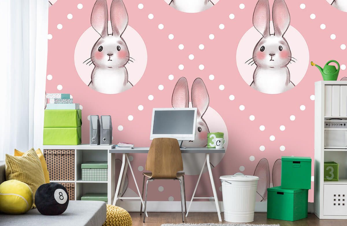 Roze konijnen - Fotobehang