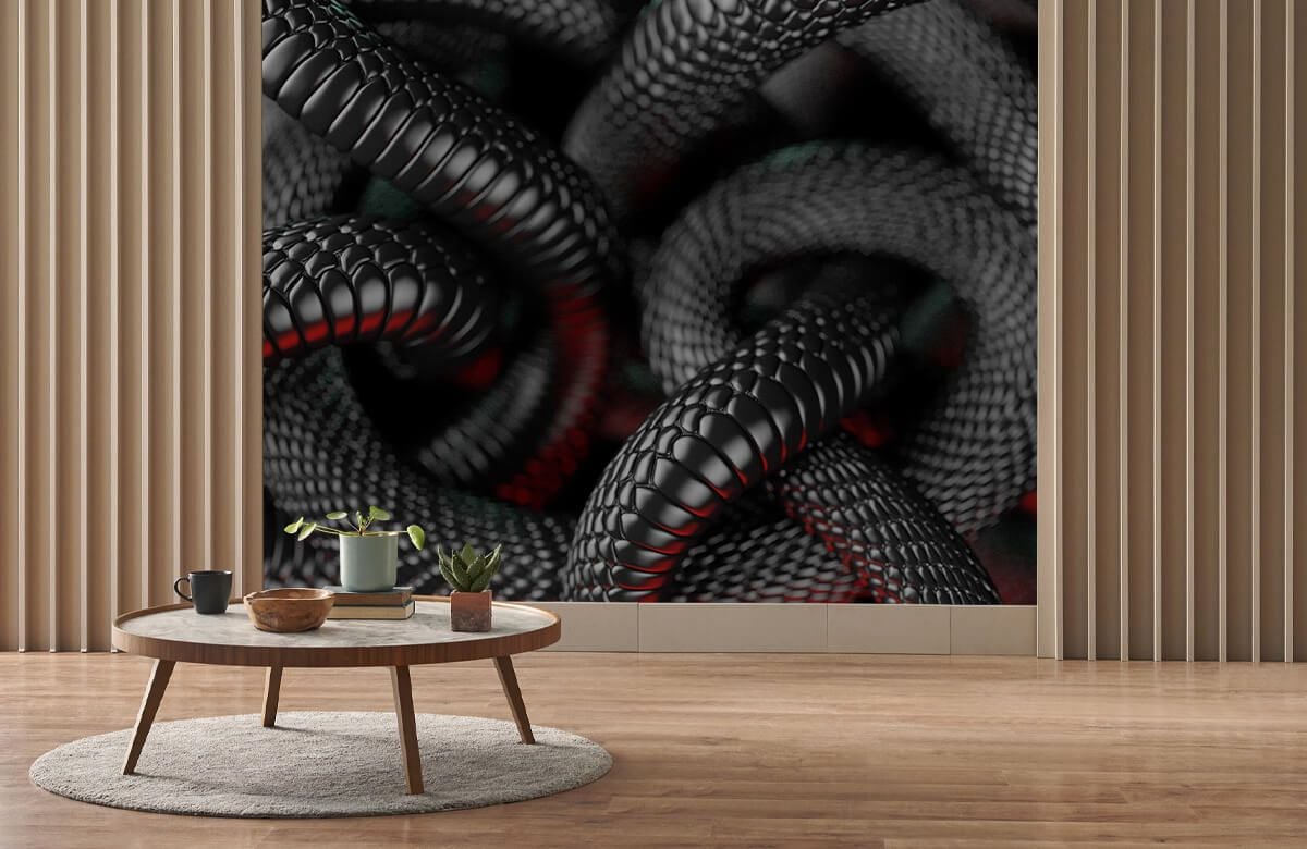 Voorgevoel zelfstandig naamwoord stromen Zwarte slangen - Fotobehang