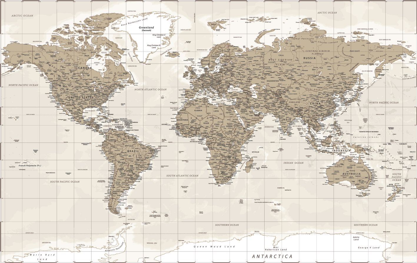 Draad Doodt aantrekken Vintage wereldkaart - Fotobehang